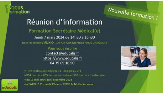 Formation SMS secretaire medicale chambery